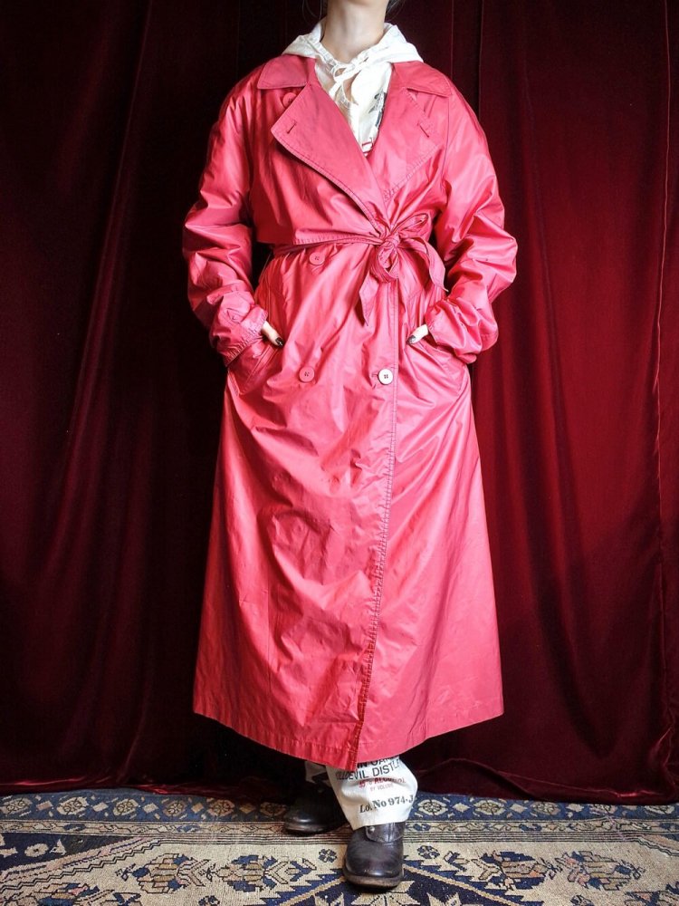 Red Nylon Trench Coat