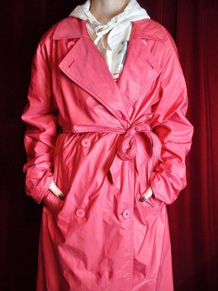 Red Nylon Trench Coat