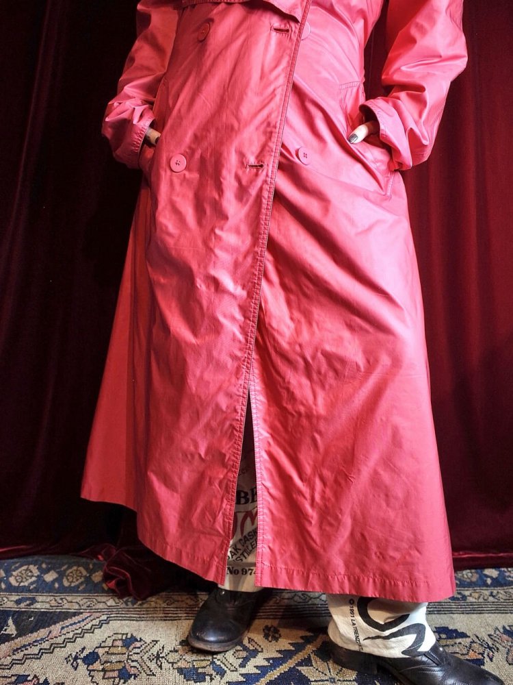 Red Nylon Trench Coat