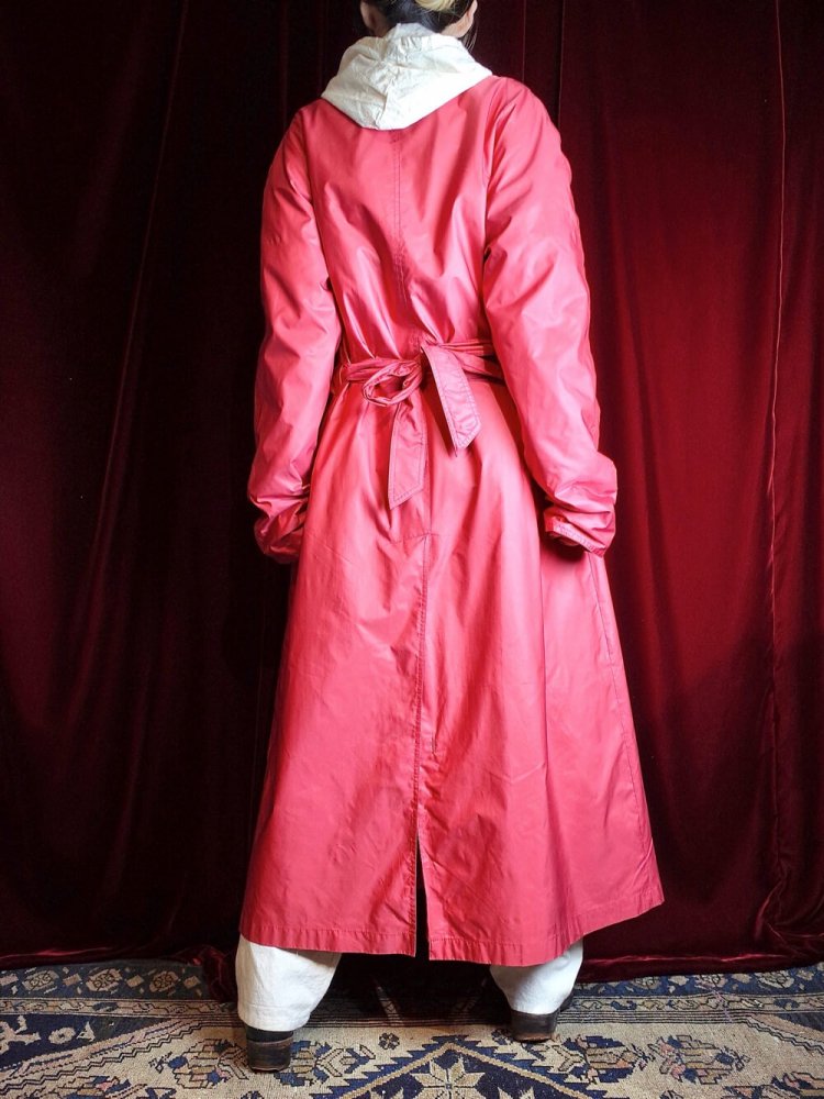 Red Nylon Trench Coat