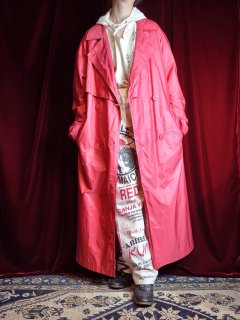 Red Nylon Trench Coat