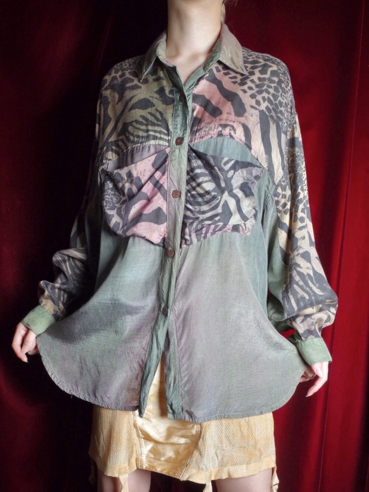  Aurora Gradation Leopard Rayon Shirt