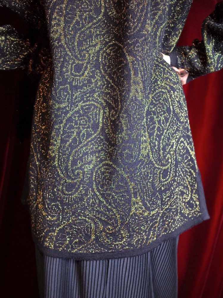 Black  Gold Paisley Knit Cut & Sewn