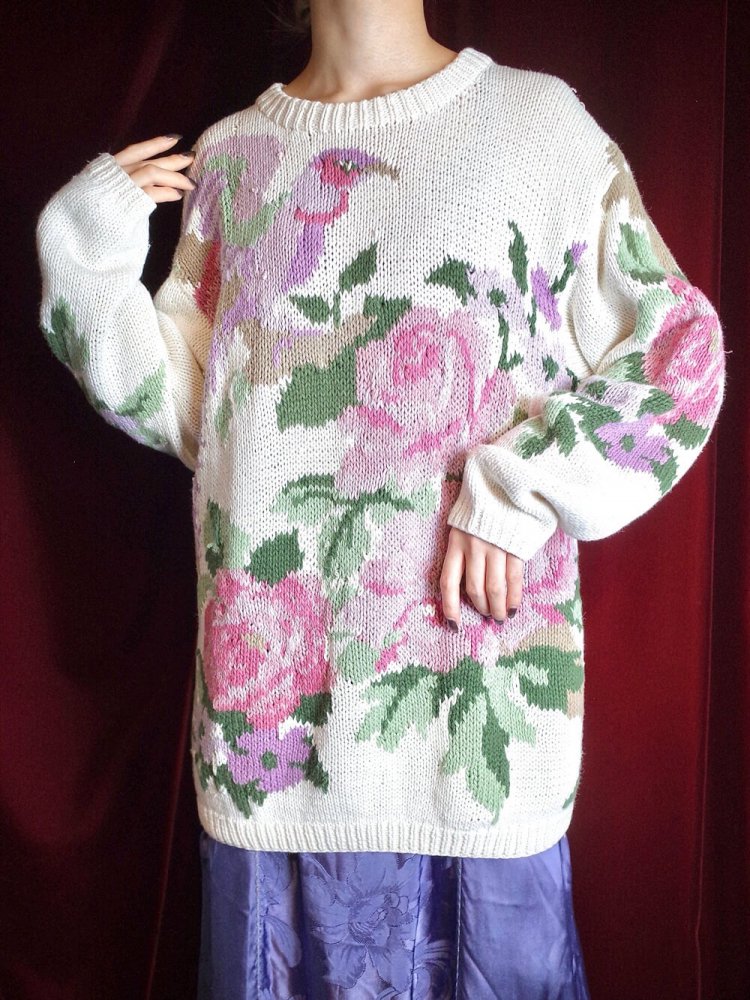 Bird & Flower Cotton Ramie Knit