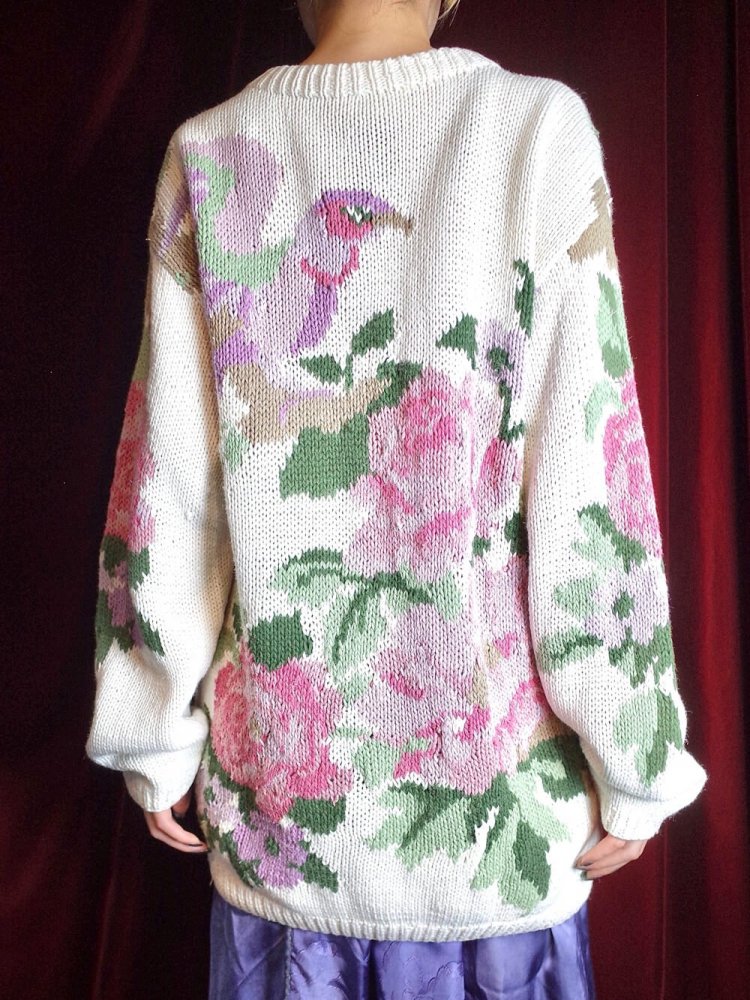 Bird & Flower Cotton Ramie Knit