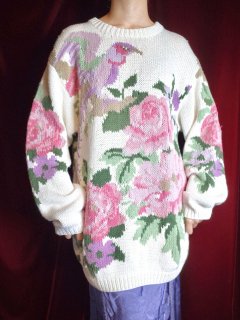 Bird & Flower Cotton Ramie Knit