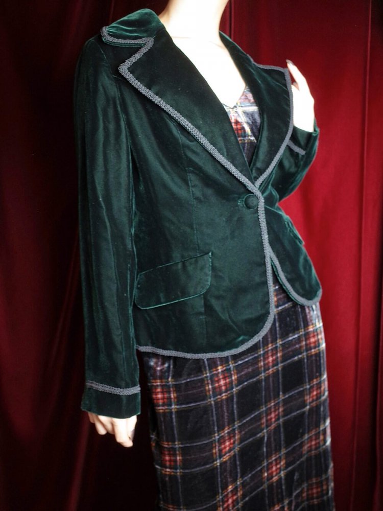 Deep Green Velvet Short Length Tailored Jacket