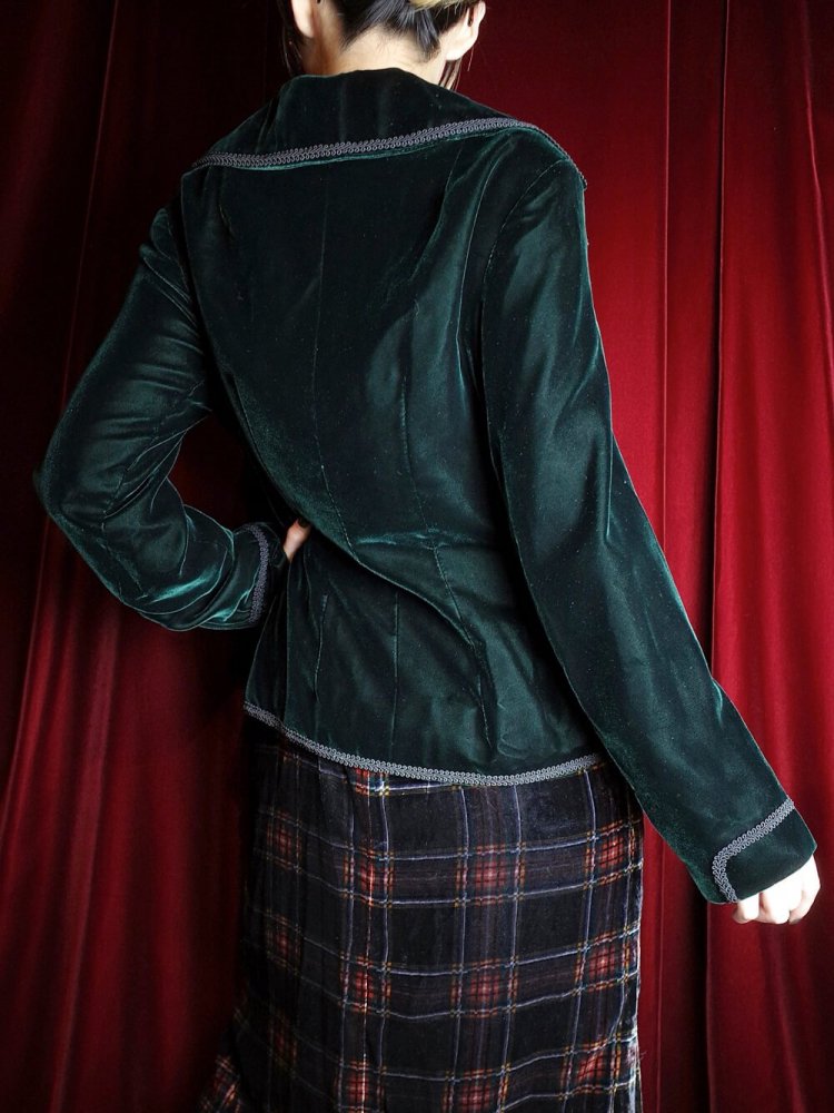 Deep Green Velvet Short Length Tailored Jacket