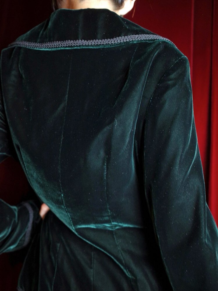 Deep Green Velvet Short Length Tailored Jacket