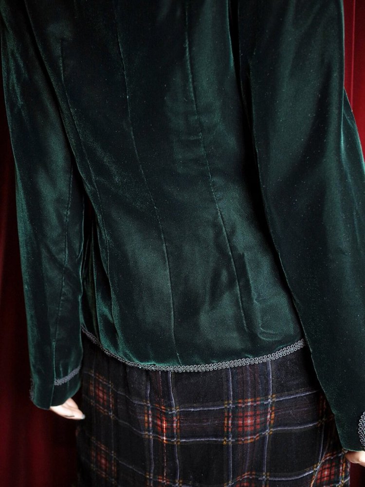 Deep Green Velvet Short Length Tailored Jacket