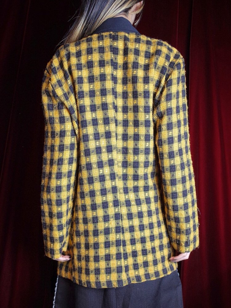 Yellow  Black Checker Tailored Jacket