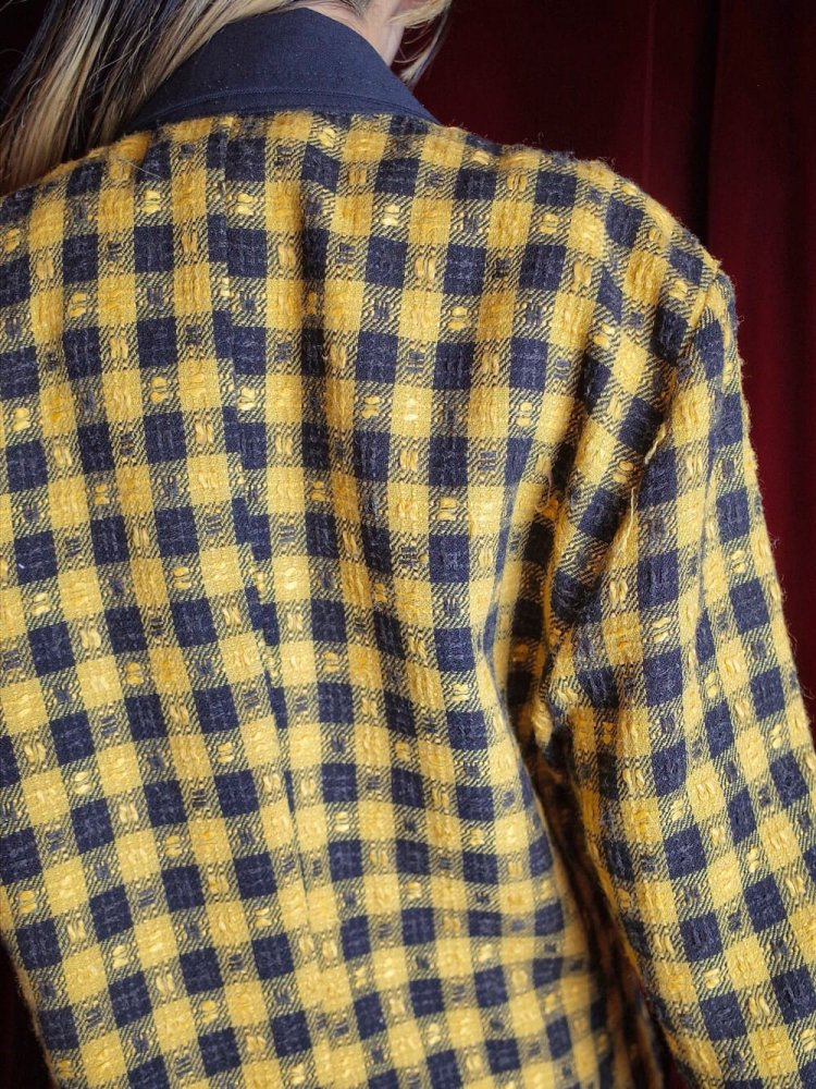 Yellow  Black Checker Tailored Jacket