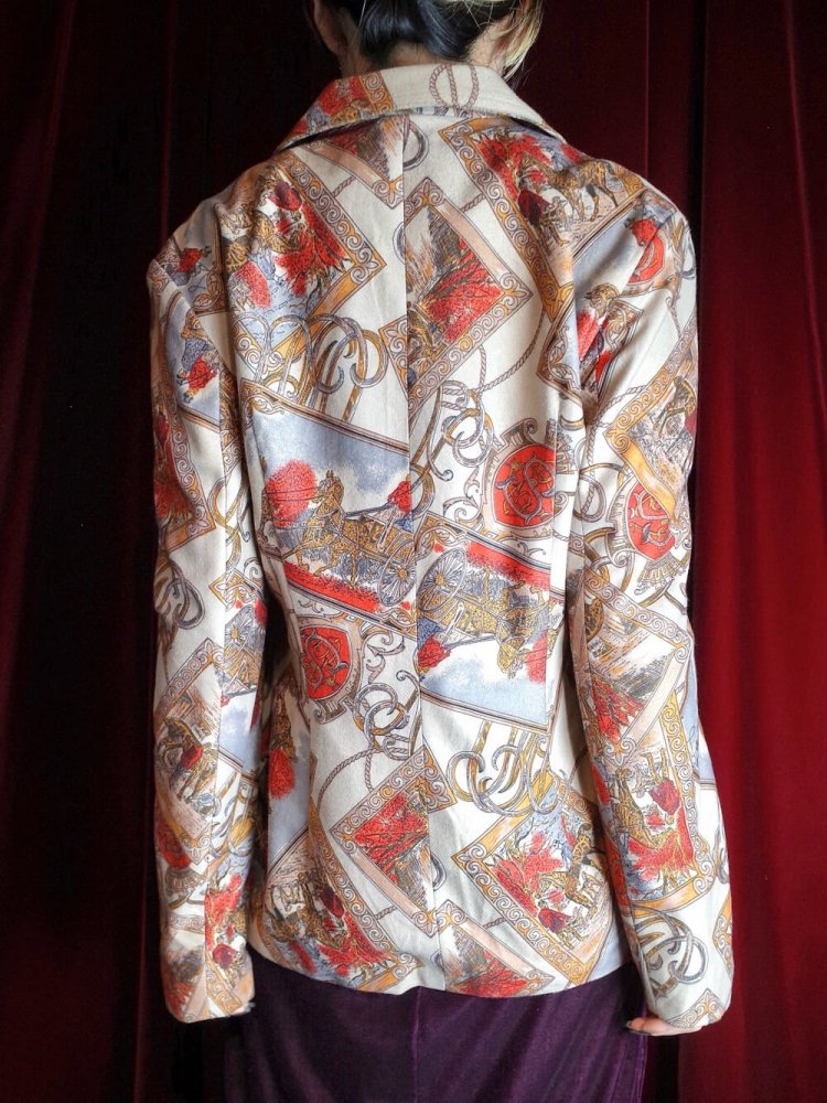 Old Post Card Pattern Tailored Jacket