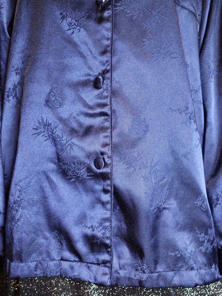 Navy China Jacquard Pajama Shirt