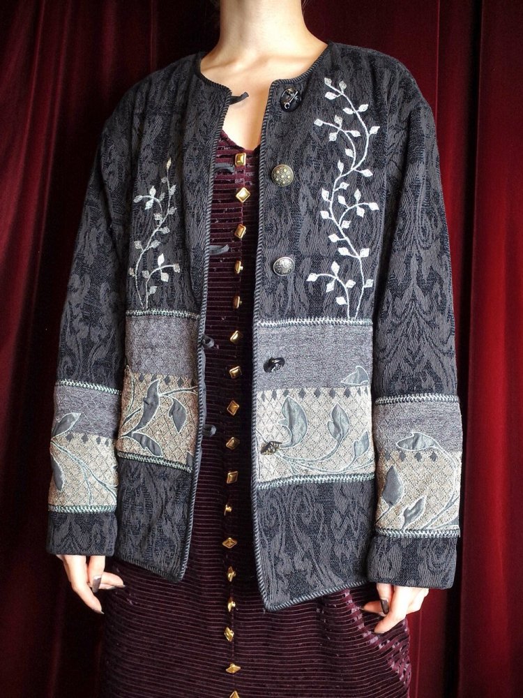 "Embroidery & Custom Buttons" Arabesque Gobelin Jacket