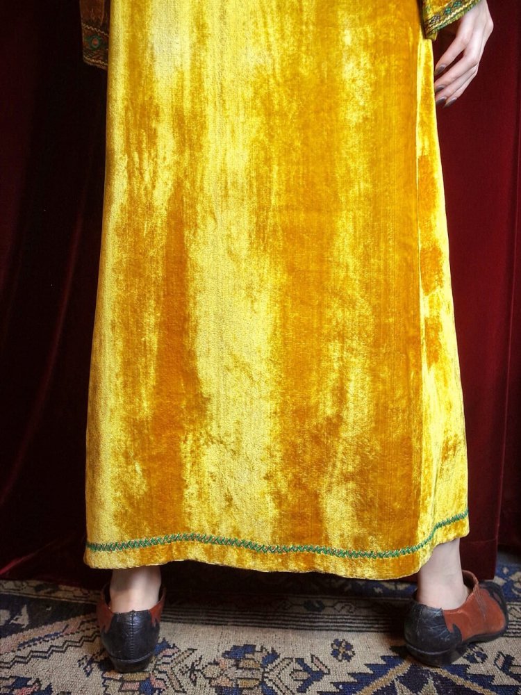 Hand Made in PAKISTAN Mirror Embroidery Mustard Velvet Dress