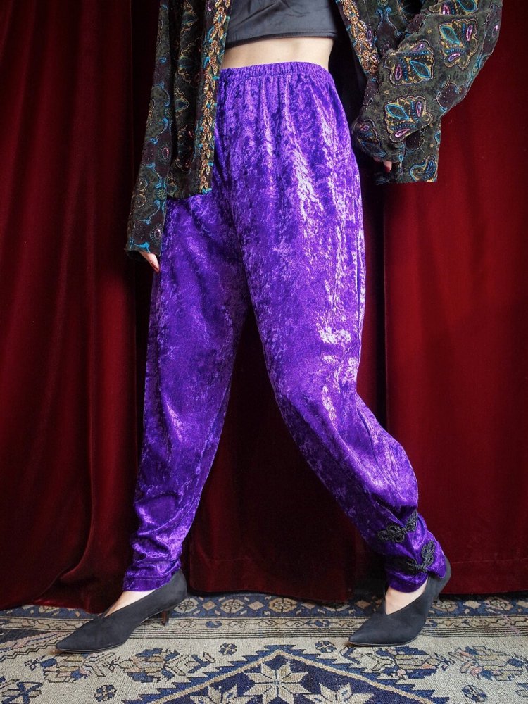 REMAKE China JodhpursPurple Velvet Pants