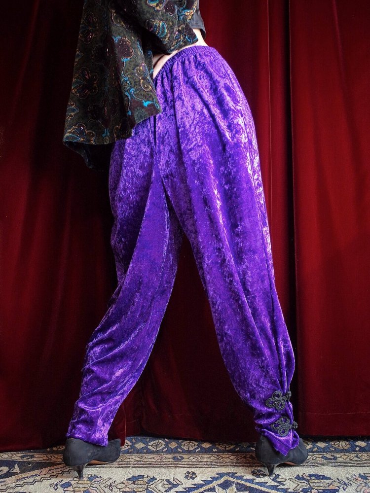 REMAKE China JodhpursPurple Velvet Pants