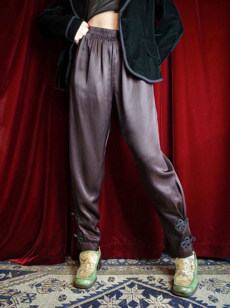 REMAKE China JodhpursFade Black Rayon Satin Pants