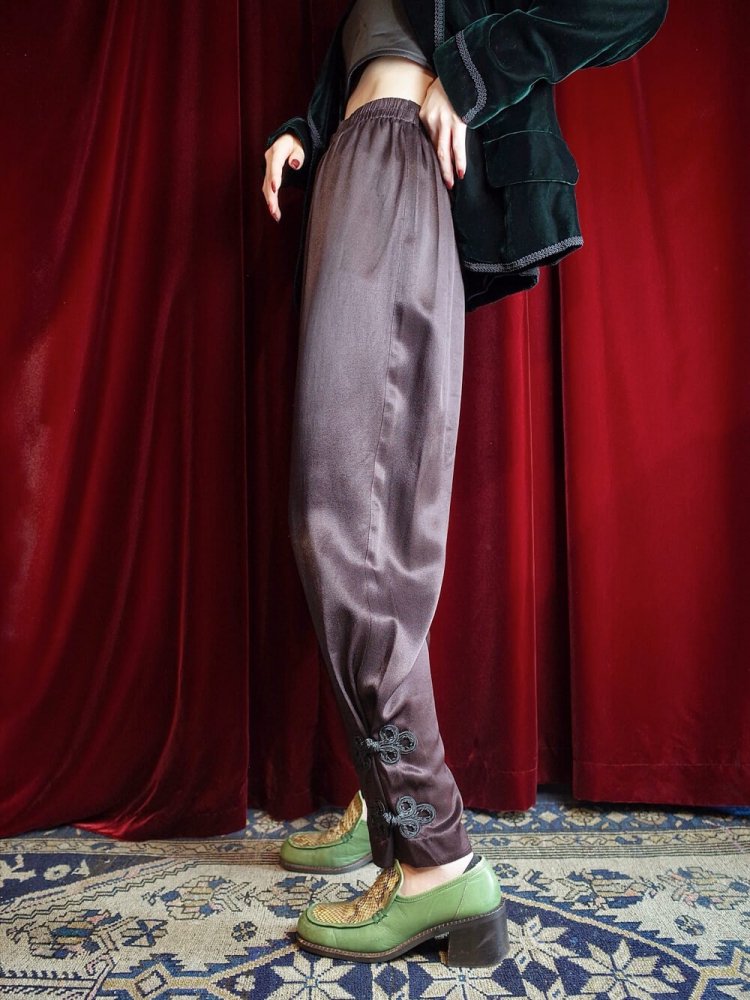 REMAKE China JodhpursFade Black Rayon Satin Pants