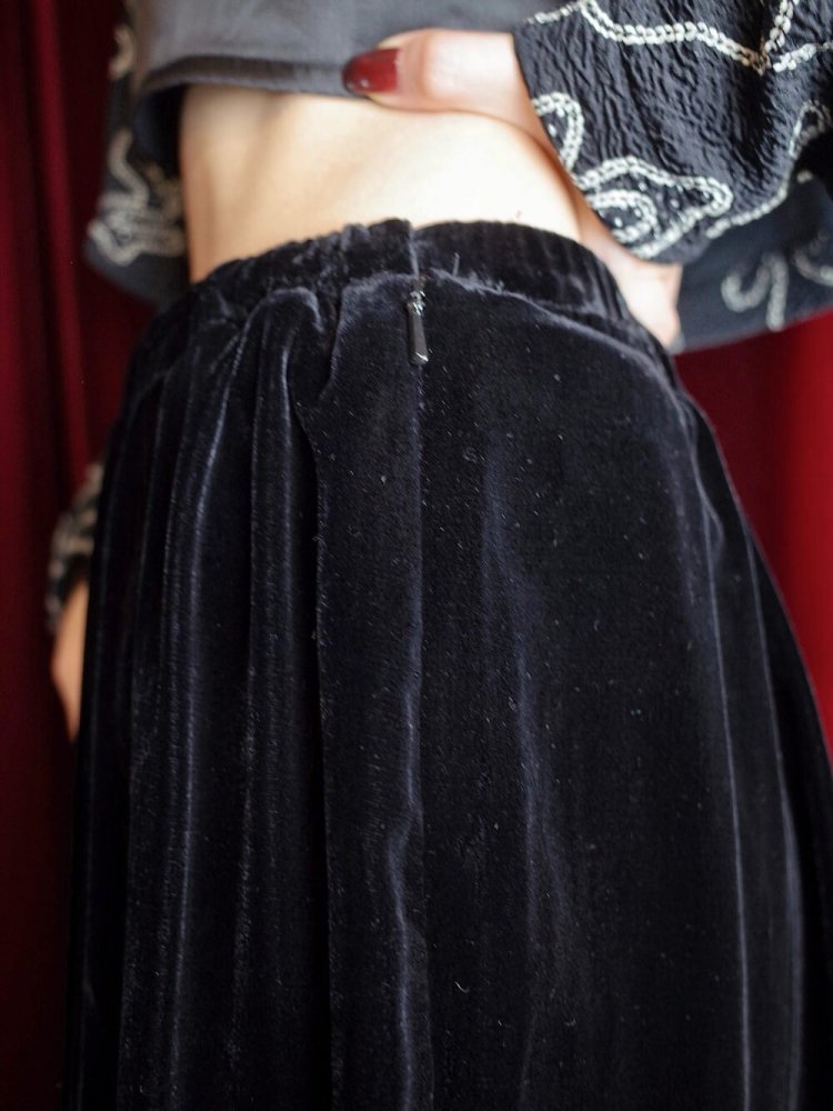 REMAKE China JodhpursRayon  Silk Black Velvet Pants