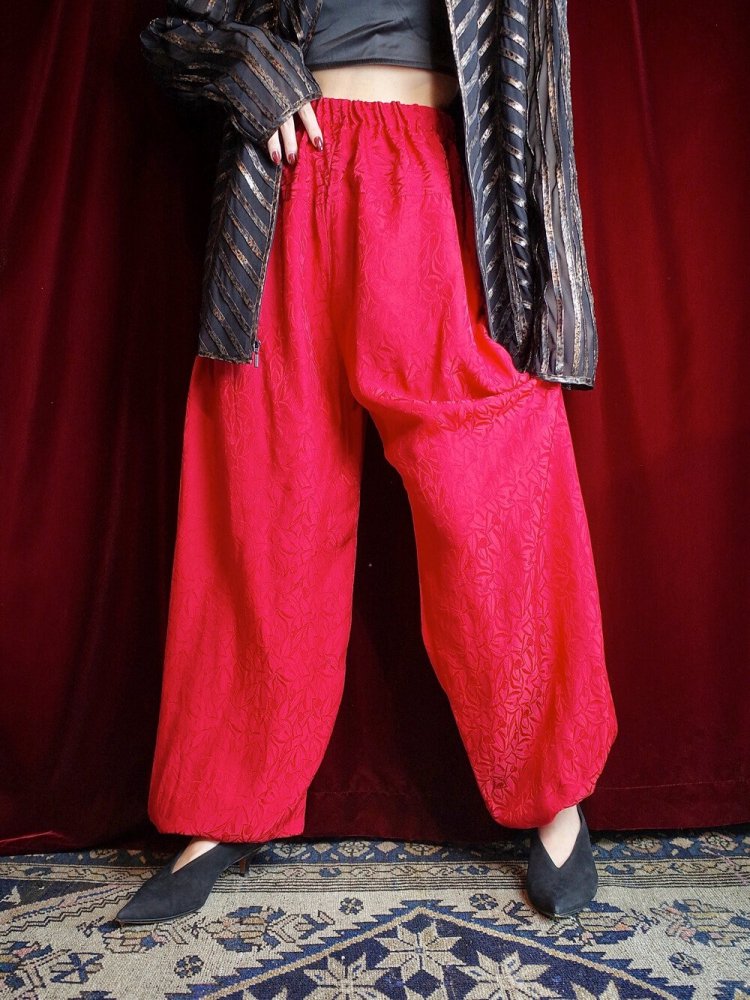 Red Silk China Balloon Pants