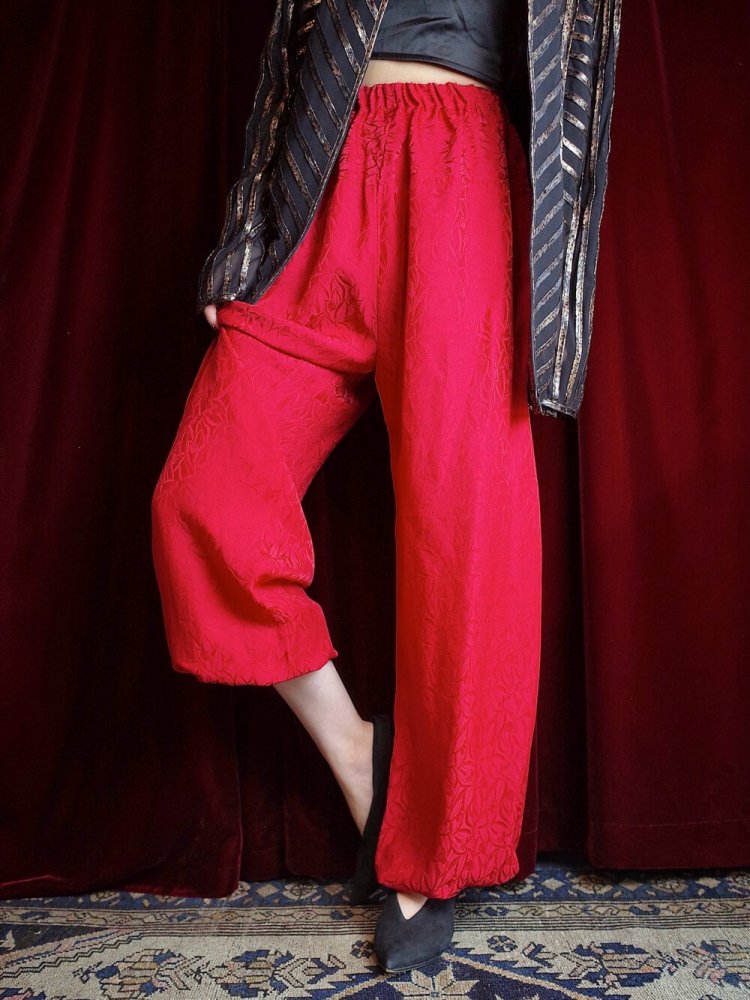 Red Silk China Balloon Pants