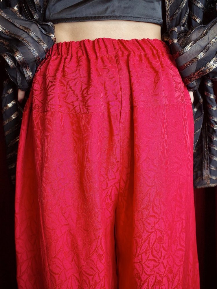 Red Silk China Balloon Pants