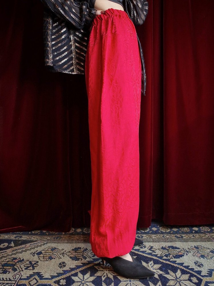 Red Silk China Balloon Pants