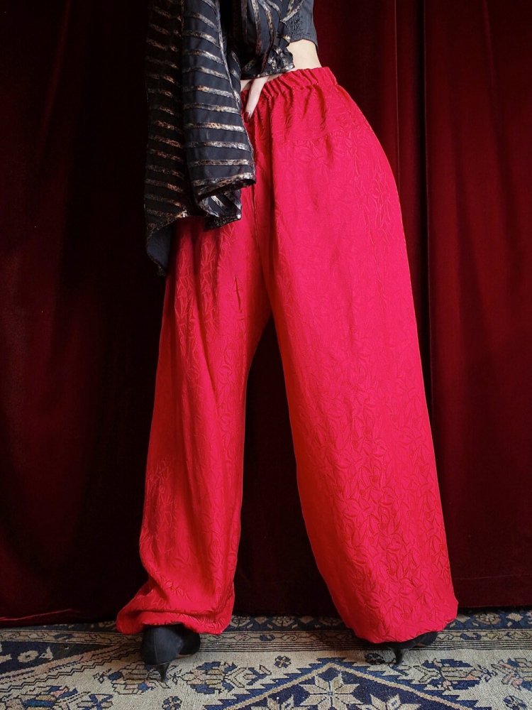 Red Silk China Balloon Pants