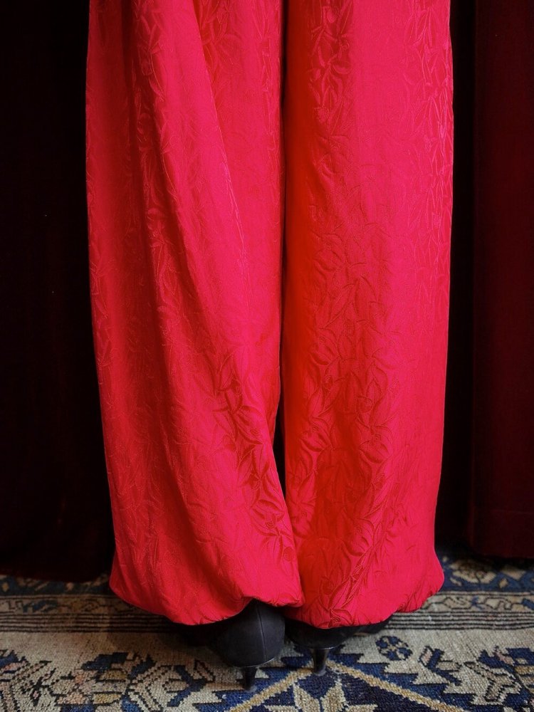 Red Silk China Balloon Pants