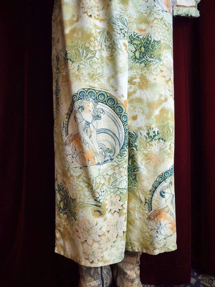 MUCHA  Oriental Sold Pattern Silk Wide Pants