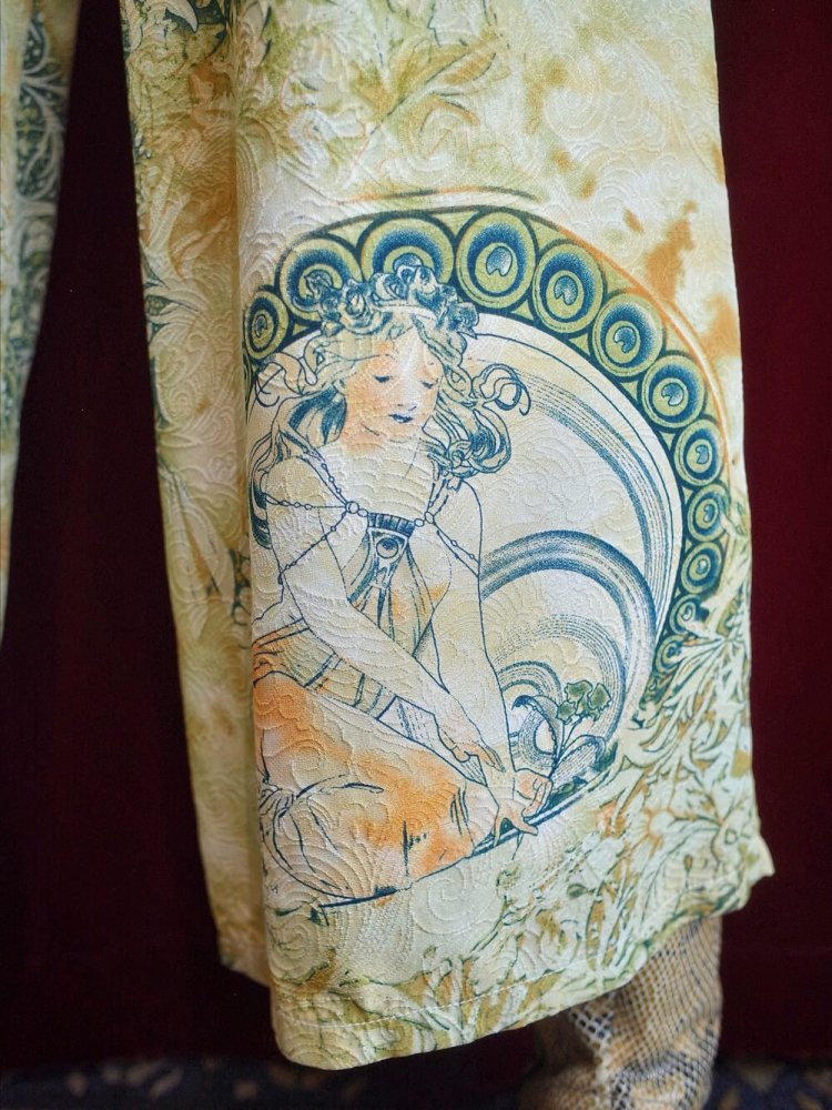 MUCHA  Oriental Sold Pattern Silk Wide Pants