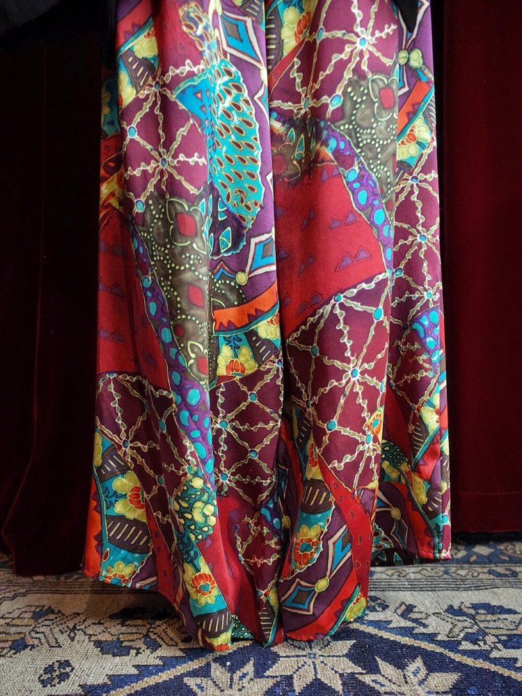 Oriental Art Pattern Silk Wide Pants