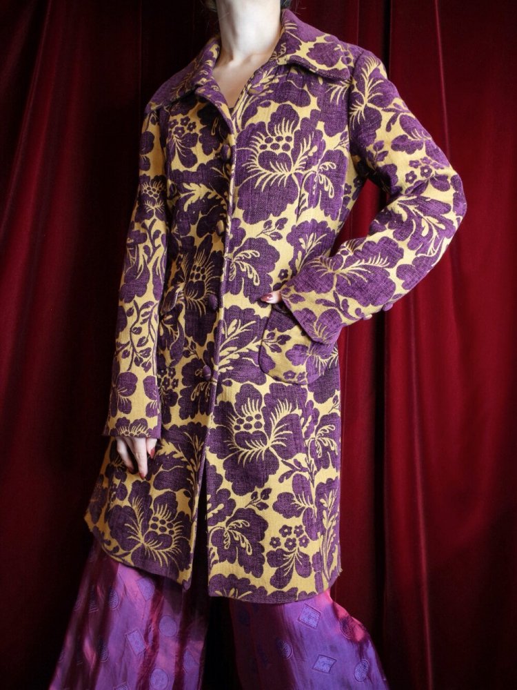 Purple & Mustard Gobelin Long Jacket