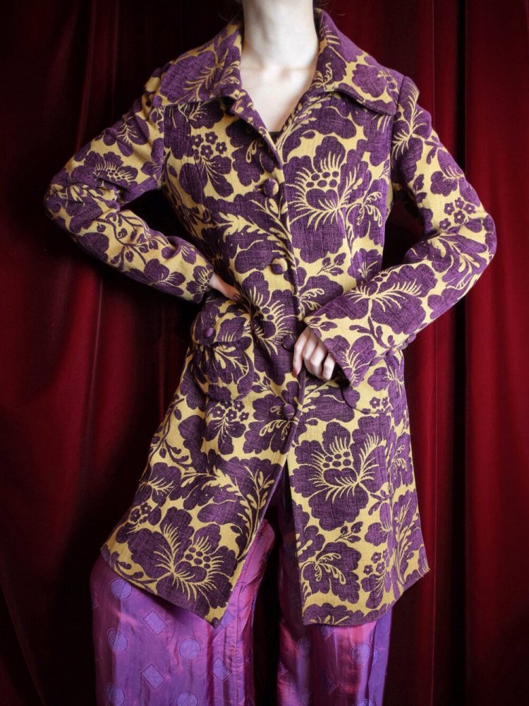 Purple & Mustard Gobelin Long Jacket