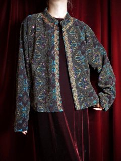 Bijou Embroidery Arabesque Velvet Short Jacket