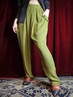 Crocodile Pattern Silk Tuck Pants