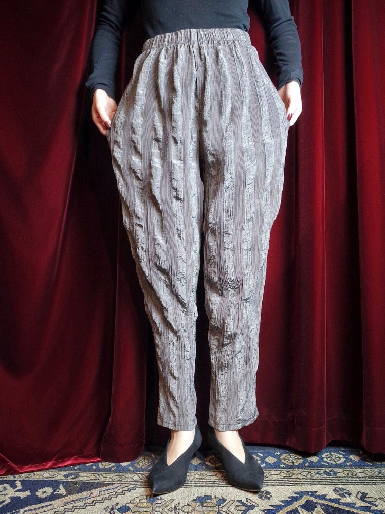 Irregular Pleats Silver Tapered Pants