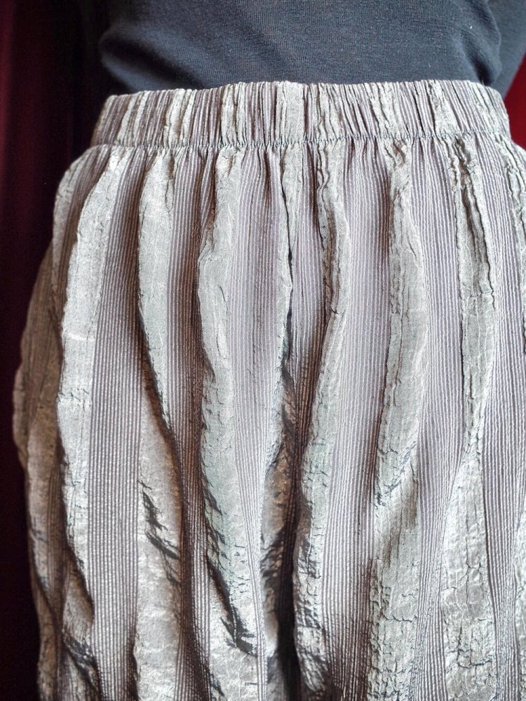 Irregular Pleats Silver Tapered Pants