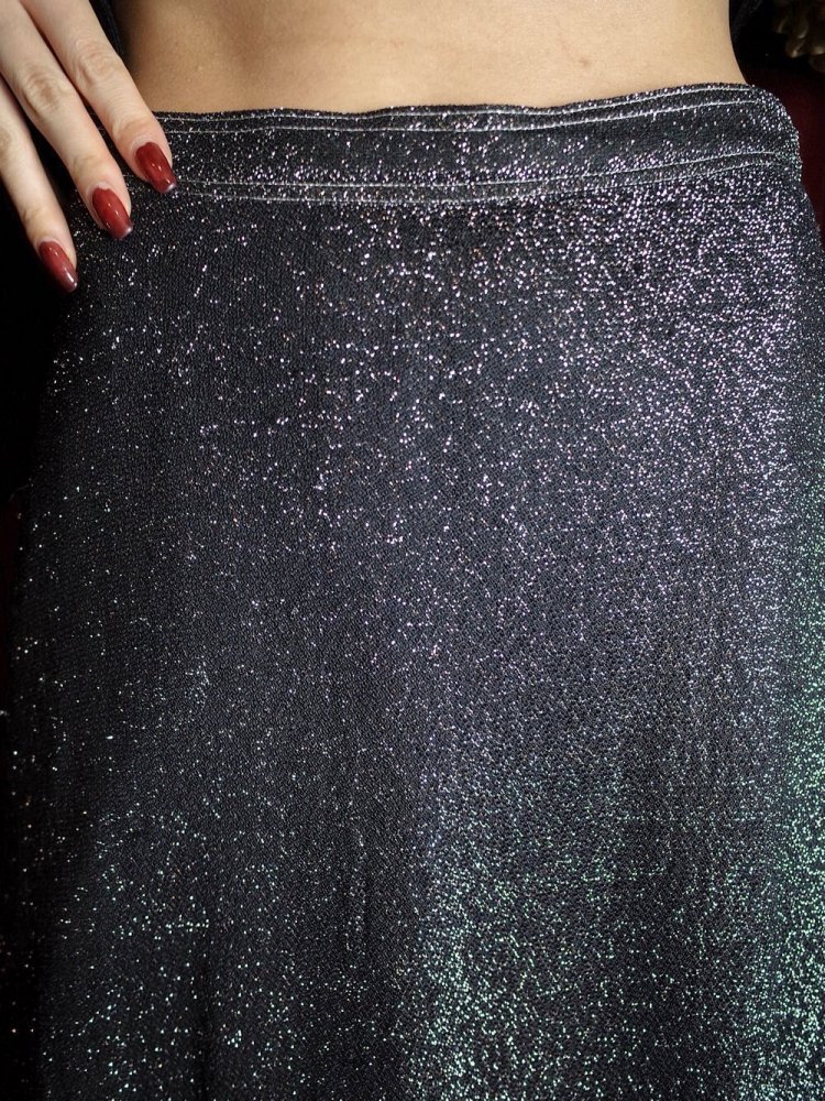 c.1970s Glitter Silver Long Skirt