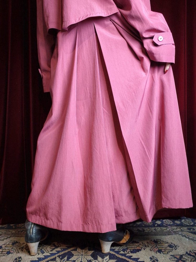 High Neck  Waist Shape Pink Color Coat