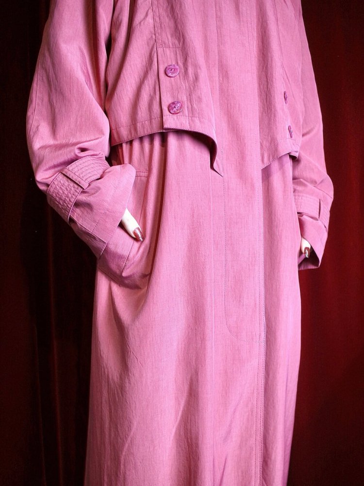 High Neck  Waist Shape Pink Color Coat