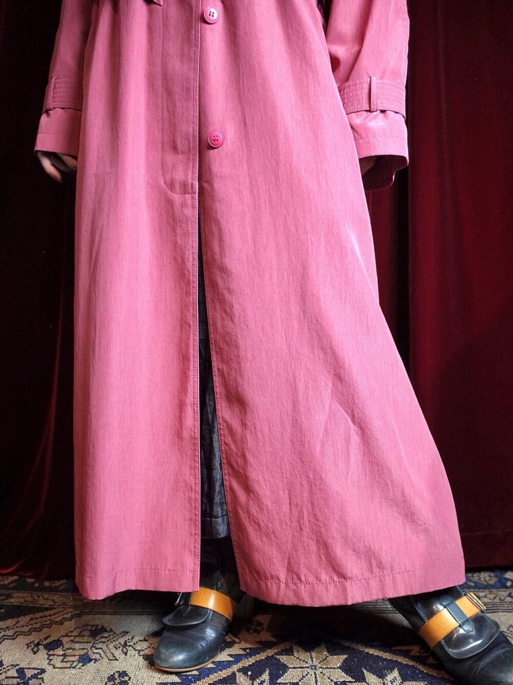 High Neck  Waist Shape Pink Color Coat