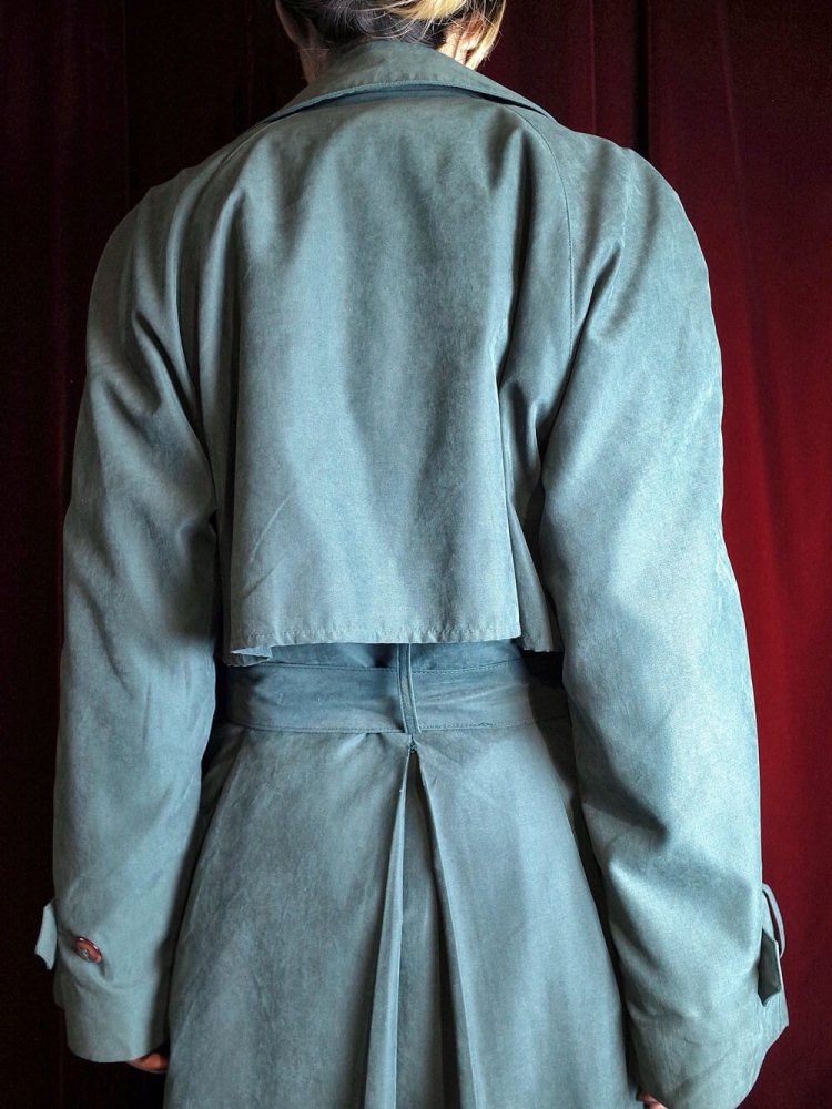 "Made in UKRAINE" Deep Green Peach Skin Trench Coat 賰ǽ饤ʡ