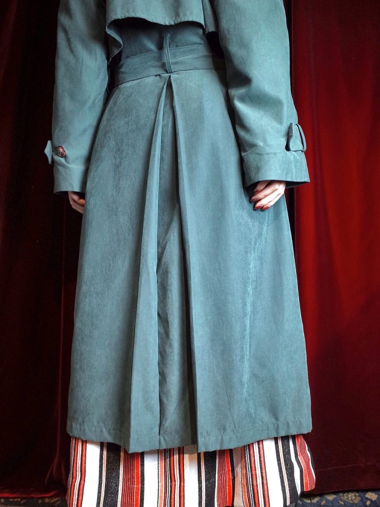 "Made in UKRAINE" Deep Green Peach Skin Trench Coat 賰ǽ饤ʡ