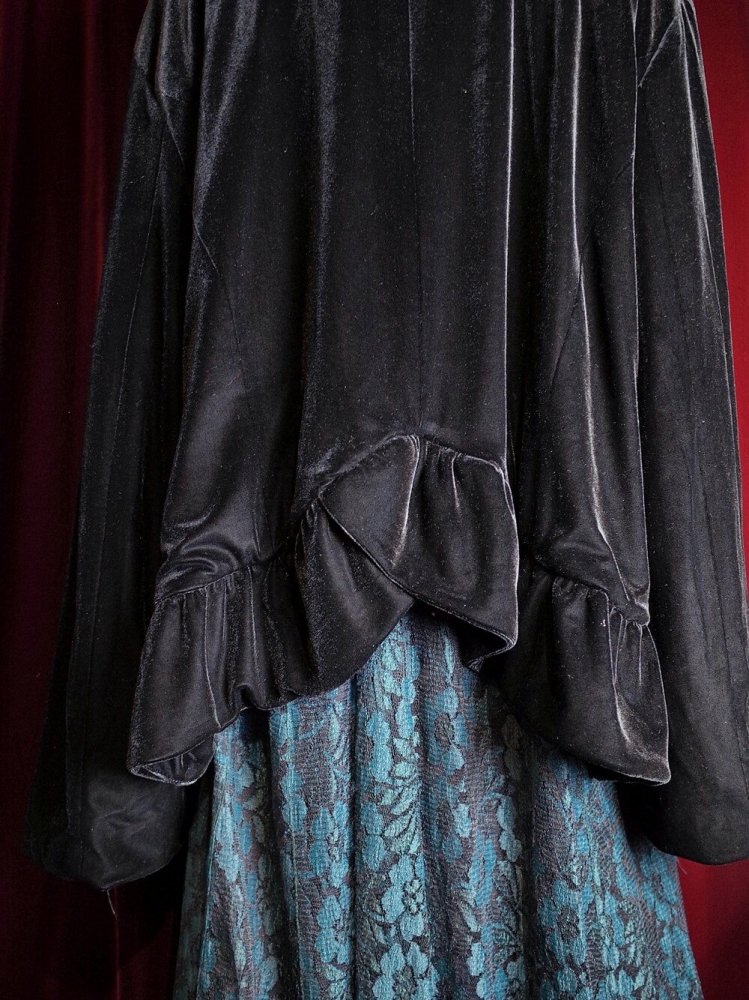 Black Velvet Frill Gown