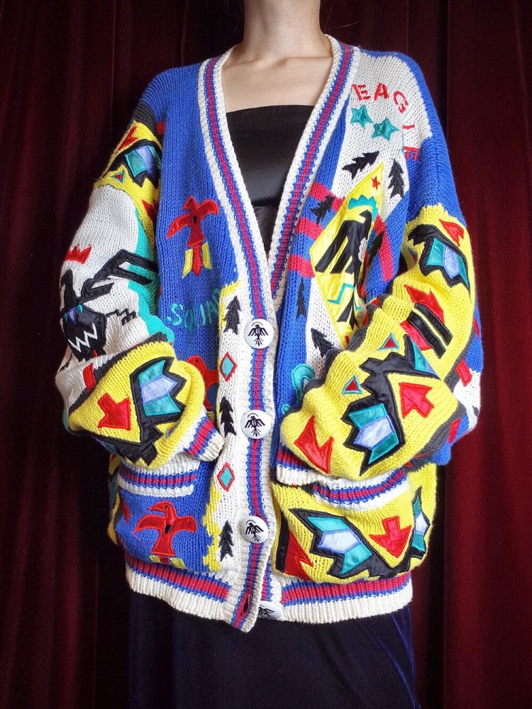 c.1990s "NO!JEANS" Native Indian Pattern Knit Jacket