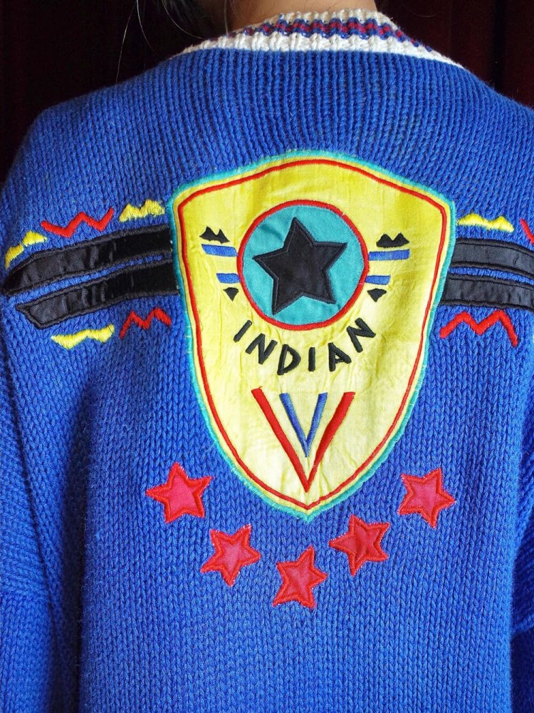 c.1990s "NO!JEANS" Native Indian Pattern Knit Jacket