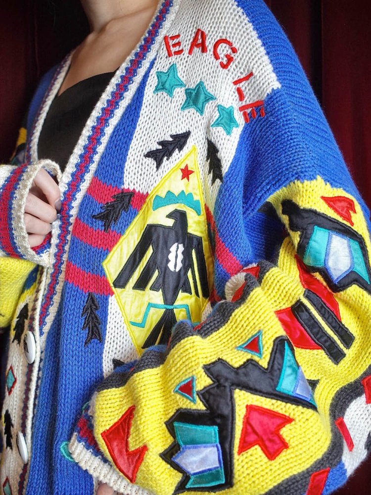 c.1990s "NO!JEANS" Native Indian Pattern Knit Jacket